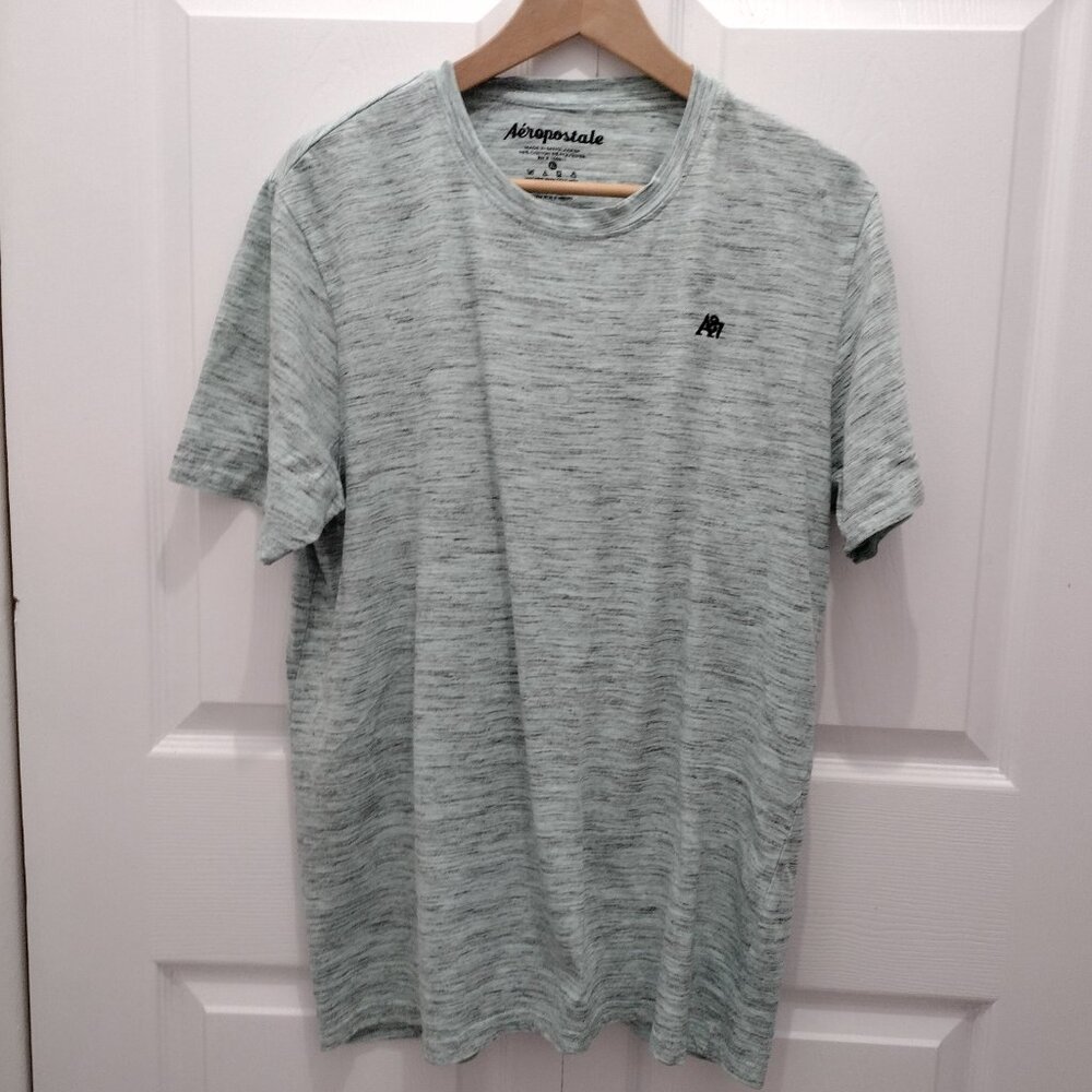 Aéropostale Men’s XL Heathered Mint Green Crewneck Tee | Soft Cotton Blend Logo